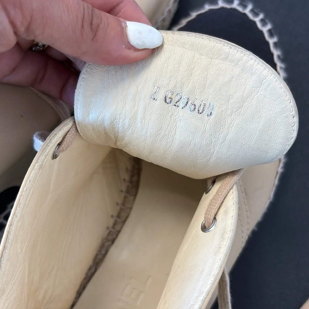 CHANEL Cream and Black Espadrille high tops